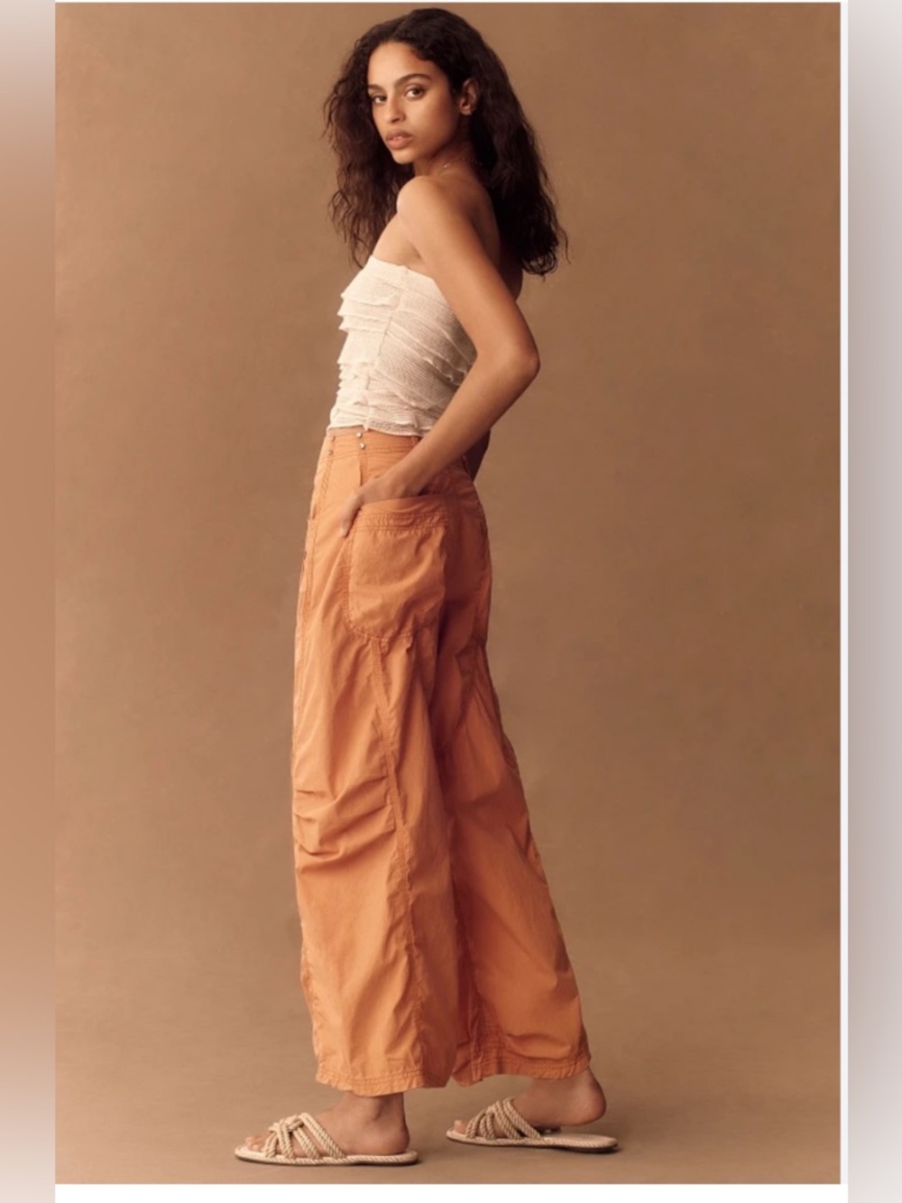 Anthropologie Pilcro Parachute Slouchy Barrel Pant Apricot Beachy Casual SZ 31